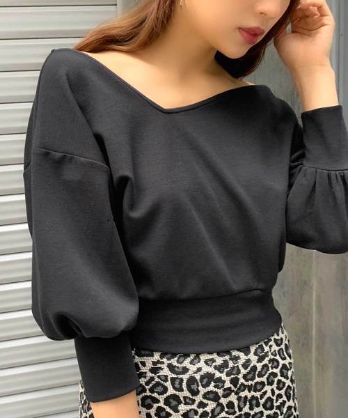 CIEL'AIR（シエルエアー）の「【CIEL'AIR/シエルエアー】オフショルダービッグシルエットトップス（Tシャツ/カットソー・レディース・ブラック/ベージュ/ワイン・FREE）」の2枚目の写真