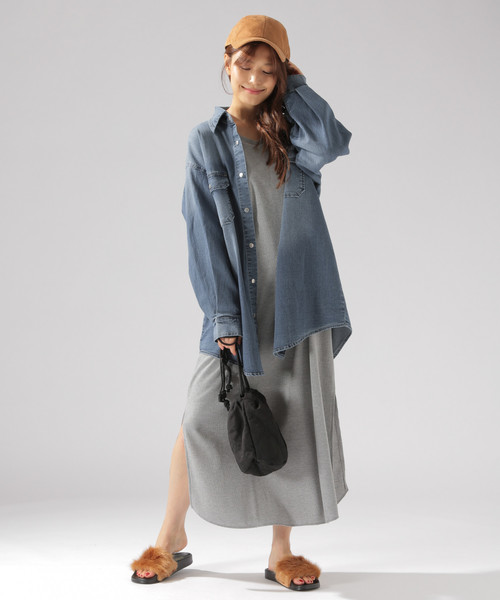 BAYFLOW（ベイフロー）の「デニムビックシャツ（シャツ/ブラウス・レディース・サックスブルー/インディゴブルー・MEDIUM）」の9枚目の写真