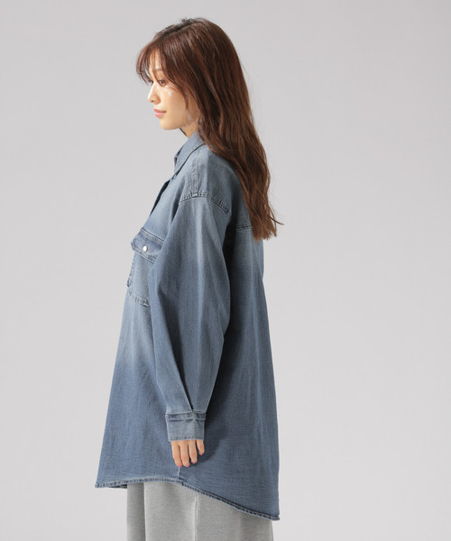 BAYFLOW（ベイフロー）の「デニムビックシャツ（シャツ/ブラウス・レディース・サックスブルー/インディゴブルー・MEDIUM）」の15枚目の写真