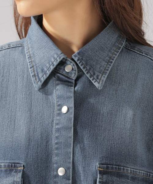 BAYFLOW（ベイフロー）の「デニムビックシャツ（シャツ/ブラウス・レディース・サックスブルー/インディゴブルー・MEDIUM）」の14枚目の写真