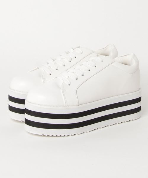 WEGO（ウィゴー）の「WEGO/ラインソールスニーカー（スニーカー・レディース・ホワイト/ブラック・MEDIUM/LARGE）」の9枚目の写真