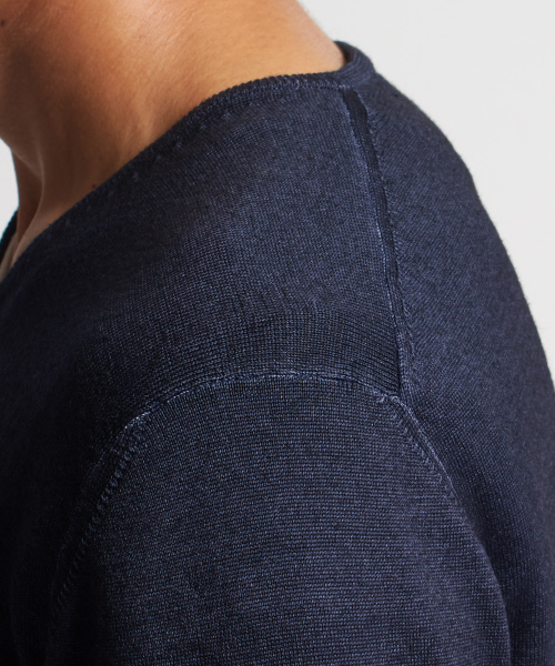 DESIGNWORKS（デザインワークス）の「スノー加工Vネックニット（ニット/セーター・メンズ・カーキ/ピンク/インディゴブルー/ダークネイビー・S/M/L）」の13枚目の写真
