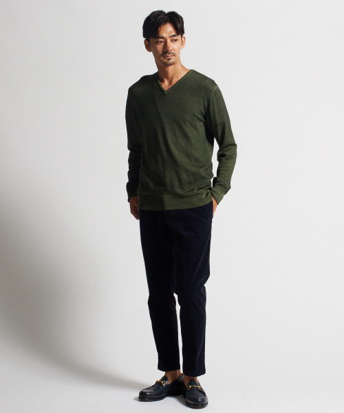 DESIGNWORKS（デザインワークス）の「スノー加工Vネックニット（ニット/セーター・メンズ・カーキ/ピンク/インディゴブルー/ダークネイビー・S/M/L）」の6枚目の写真