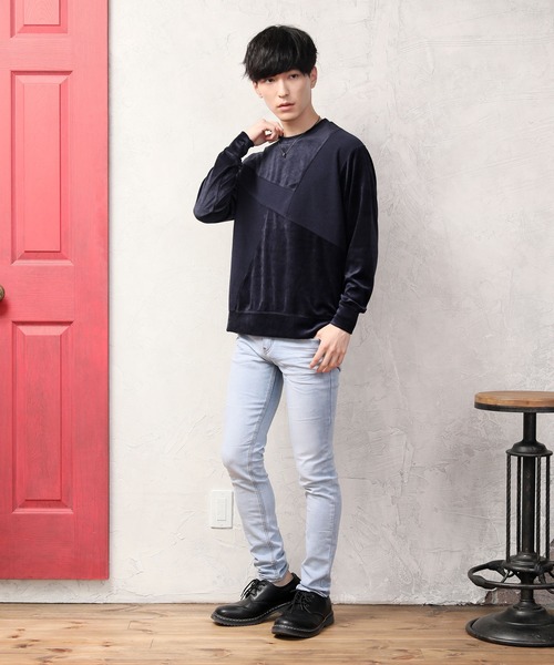 TopIsm（トップイズム）の「ビッグシルエット クルーネック ベロアカットソー（Tシャツ/カットソー・メンズ・ブラック/ベージュ/ネイビー/カーキ/ワイン・M/L）」の15枚目の写真