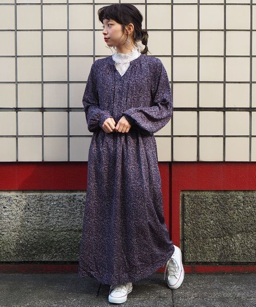 tiptop(ティップトップ)の「キーネック前釦ワンピース(ワンピース・レディース・ネイビー/オフホワイト/グリーン/ダークグレー・FREE)」の4枚目の写真