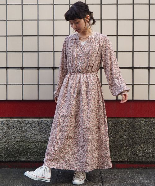 tiptop(ティップトップ)の「キーネック前釦ワンピース(ワンピース・レディース・ネイビー/オフホワイト/グリーン/ダークグレー・FREE)」の2枚目の写真