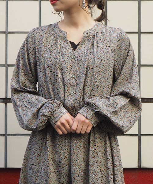 tiptop(ティップトップ)の「キーネック前釦ワンピース(ワンピース・レディース・ネイビー/オフホワイト/グリーン/ダークグレー・FREE)」の5枚目の写真
