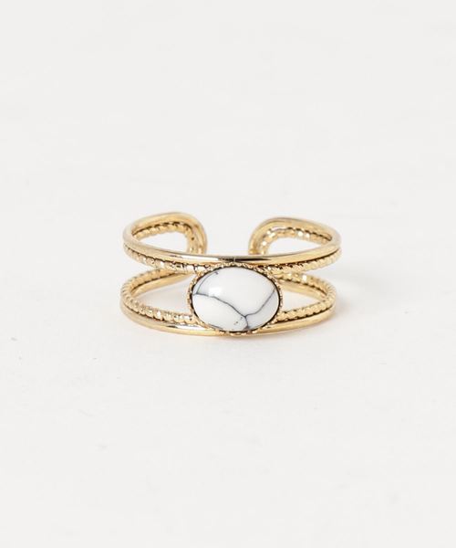misto accessories(ミストアクセサリーズ)の「ダブルリング(リング・レディース・ホワイト/ターコイズブルー/ダークブラック・FREE)」の2枚目の写真