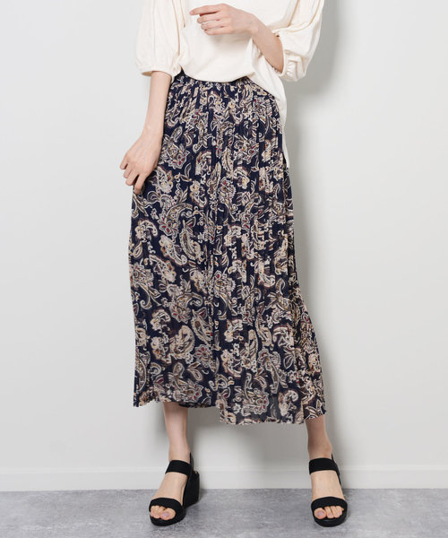 shopnikoniko(ショップニコニコ)の「ペイズリー柄プリーツスカート(スカート・レディース・ネイビー/ブラウン/アイボリー・フリー)」の3枚目の写真