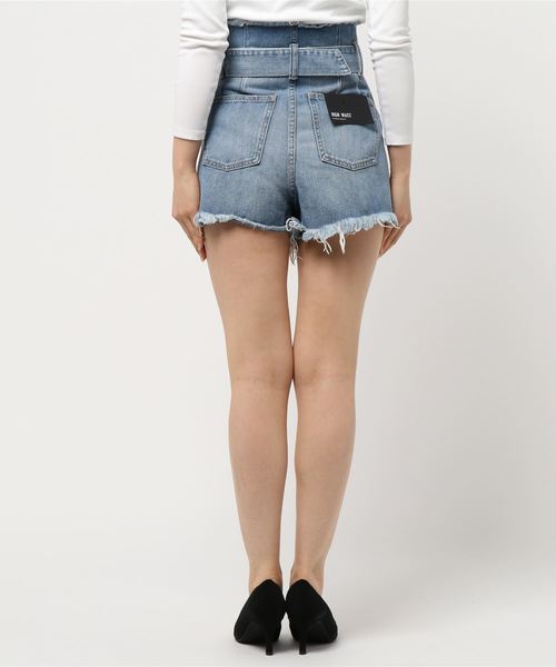 EMODA（エモダ）の「2WAYスーパーハイウエストWラップショートパンツ（デニムパンツ・レディース・インディゴブルー/ブルー・SMALL/MEDIUM）」の4枚目の写真