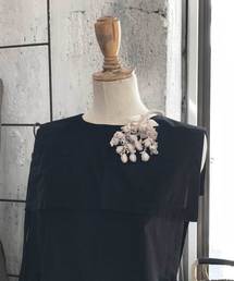 m.soeur（エムスール）の「アセビのリネンコサージュ＊（ブローチ/コサージュ）」