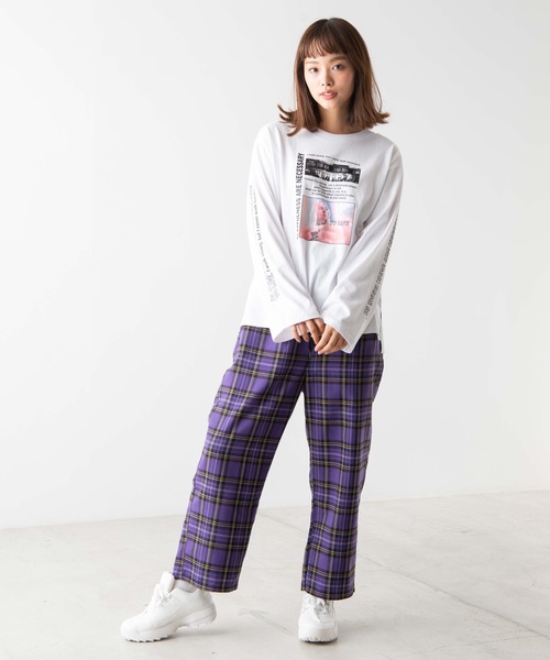 WEGO(ウィゴー)の「WEGO/スリーブロゴフォトロンT(Tシャツ/カットソー・レディース・ホワイト/パープル/オレンジ・FREE)」の8枚目の写真