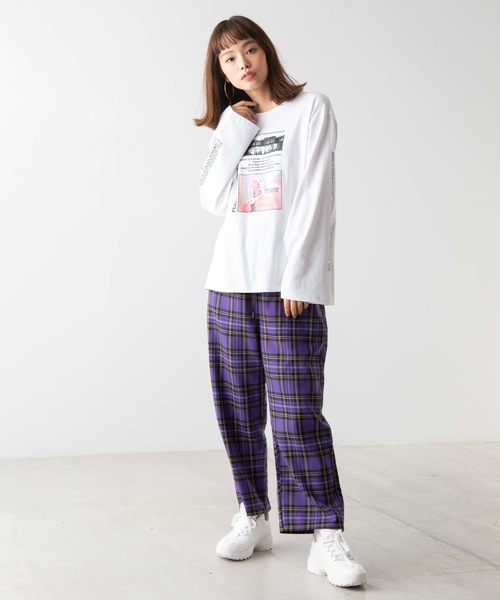 WEGO(ウィゴー)の「WEGO/スリーブロゴフォトロンT(Tシャツ/カットソー・レディース・ホワイト/パープル/オレンジ・FREE)」の6枚目の写真