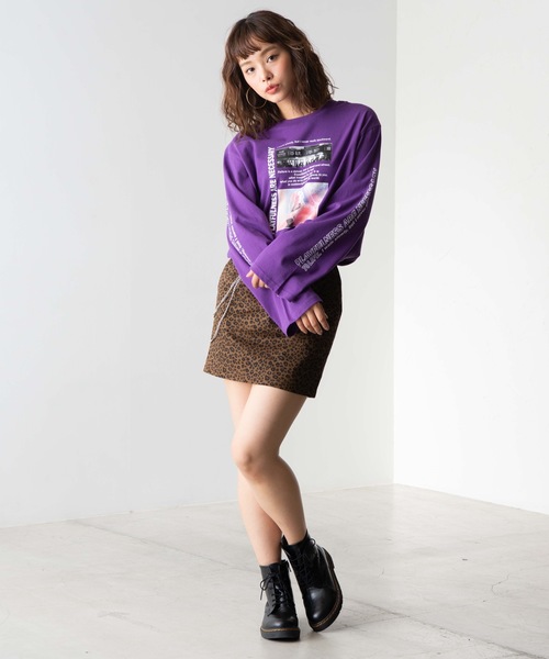 WEGO(ウィゴー)の「WEGO/スリーブロゴフォトロンT(Tシャツ/カットソー・レディース・ホワイト/パープル/オレンジ・FREE)」の9枚目の写真