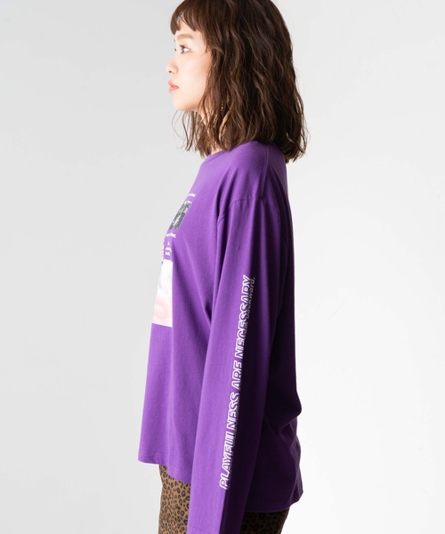 WEGO(ウィゴー)の「WEGO/スリーブロゴフォトロンT(Tシャツ/カットソー・レディース・ホワイト/パープル/オレンジ・FREE)」の5枚目の写真