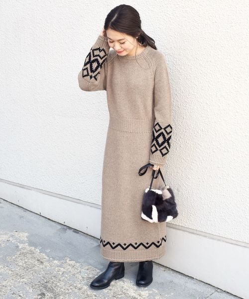 Ships ポイントジャカードニットワンピース ワンピース Liflattie ワンピース Ships リフラティ シップス のファッション Liflattie Liflattie Ships リフラティ