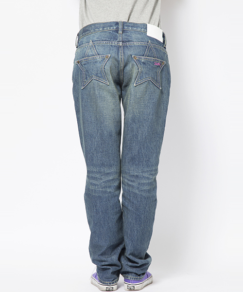 X-girl（エックスガール）の「STAR POCKET TAPERED JEANS（デニムパンツ・レディース・インディゴブルー/ライトインディゴブルー・26inch/27inch/24inch/25inch）」の5枚目の写真