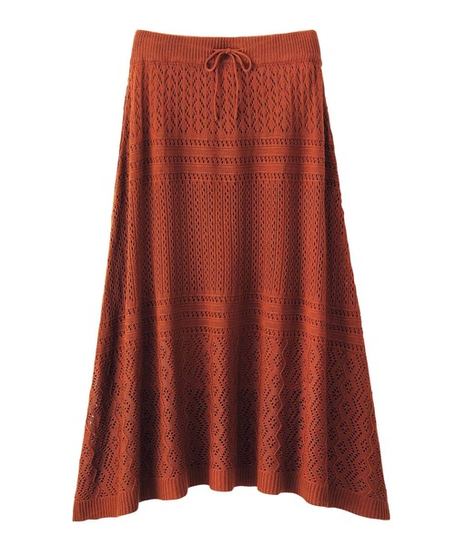 GeeRA(ジーラ)の「透かし編ニットロングスカート(スカート・レディース・ブラック/オレンジ/ベージュ・X-LARGE/LARGE/MEDIUM/SMALL/XX-LARGE)」の6枚目の写真