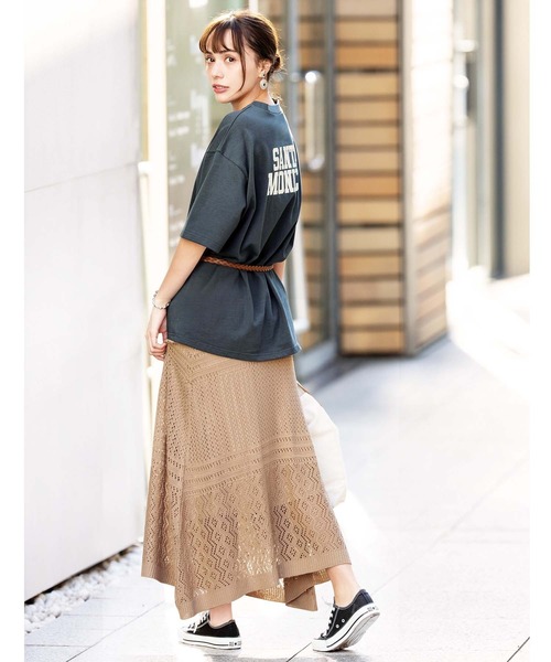 GeeRA(ジーラ)の「透かし編ニットロングスカート(スカート・レディース・ブラック/オレンジ/ベージュ・X-LARGE/LARGE/MEDIUM/SMALL/XX-LARGE)」の10枚目の写真