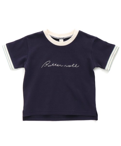 apres les cours（アプレレクール）の「/ラインリブ鹿の子Tシャツ（Tシャツ/カットソー・キッズ・ネイビー/イエロー・80/140/100/120/110/130/90）」の2枚目の写真