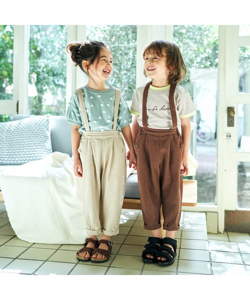 apres les cours（アプレレクール）の「/ラインリブ鹿の子Tシャツ（Tシャツ/カットソー・キッズ・ネイビー/イエロー・80/140/100/120/110/130/90）」の6枚目の写真