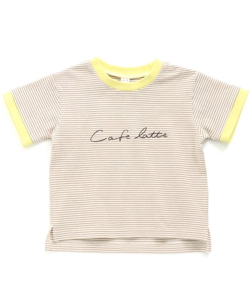 apres les cours（アプレレクール）の「/ラインリブ鹿の子Tシャツ（Tシャツ/カットソー・キッズ・ネイビー/イエロー・80/140/100/120/110/130/90）」の7枚目の写真