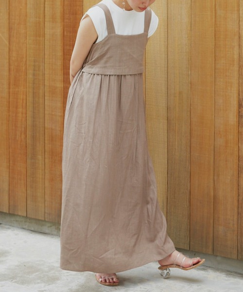 VANNIE U（ヴァニーユー）の「リネンブレンドバックリボンワンピース（ワンピース・レディース・ブラック/モカ/ナチュラル・FREE）」の5枚目の写真
