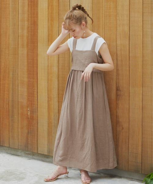 VANNIE U（ヴァニーユー）の「リネンブレンドバックリボンワンピース（ワンピース・レディース・ブラック/モカ/ナチュラル・FREE）」の6枚目の写真