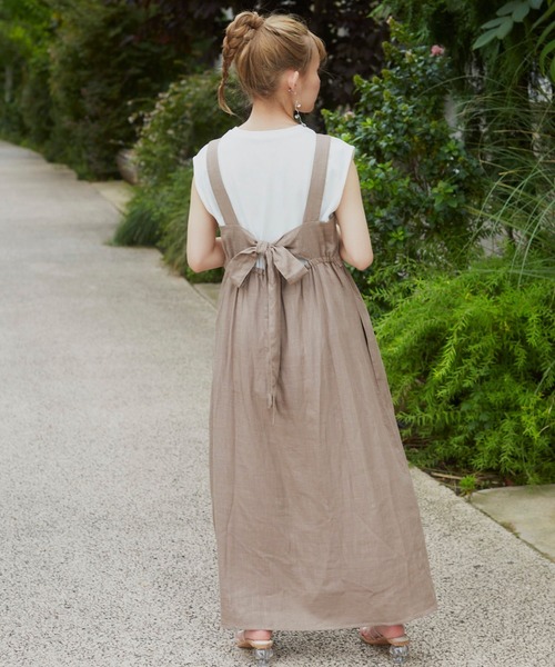 VANNIE U（ヴァニーユー）の「リネンブレンドバックリボンワンピース（ワンピース・レディース・ブラック/モカ/ナチュラル・FREE）」の9枚目の写真