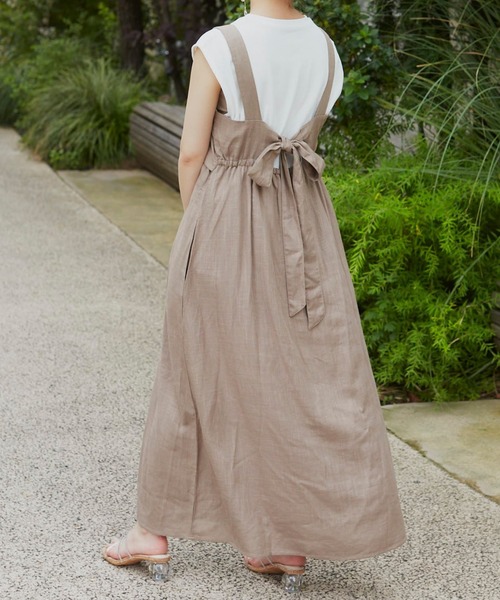 VANNIE U（ヴァニーユー）の「リネンブレンドバックリボンワンピース（ワンピース・レディース・ブラック/モカ/ナチュラル・FREE）」の10枚目の写真