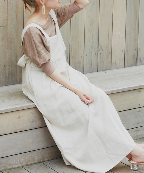 VANNIE U（ヴァニーユー）の「リネンブレンドバックリボンワンピース（ワンピース・レディース・ブラック/モカ/ナチュラル・FREE）」の11枚目の写真