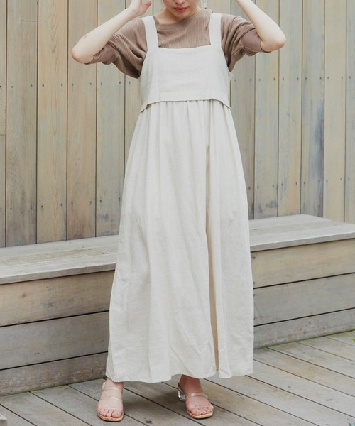 VANNIE U（ヴァニーユー）の「リネンブレンドバックリボンワンピース（ワンピース・レディース・ブラック/モカ/ナチュラル・FREE）」の12枚目の写真