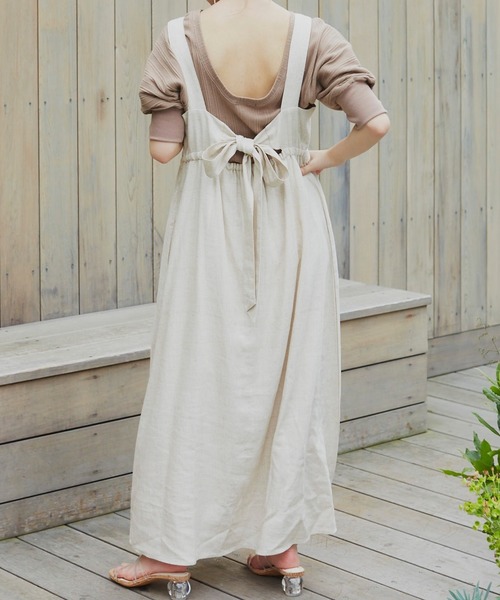 VANNIE U（ヴァニーユー）の「リネンブレンドバックリボンワンピース（ワンピース・レディース・ブラック/モカ/ナチュラル・FREE）」の15枚目の写真