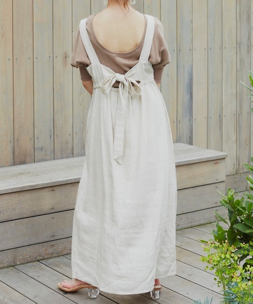 VANNIE U（ヴァニーユー）の「リネンブレンドバックリボンワンピース（ワンピース・レディース・ブラック/モカ/ナチュラル・FREE）」の14枚目の写真