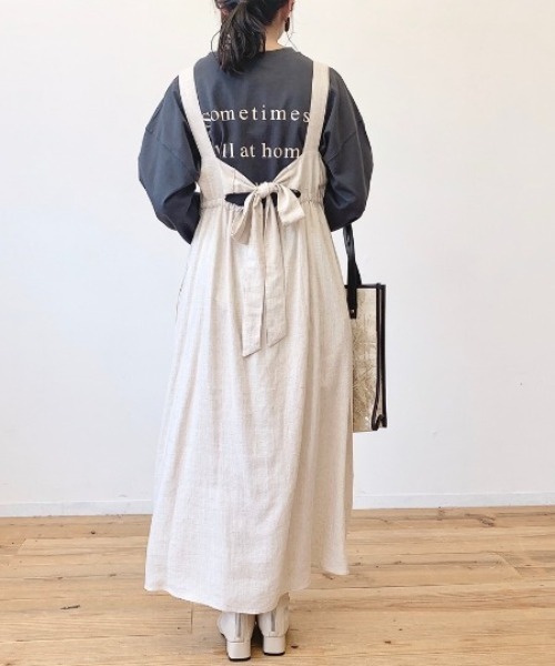 VANNIE U（ヴァニーユー）の「リネンブレンドバックリボンワンピース（ワンピース・レディース・ブラック/モカ/ナチュラル・FREE）」の19枚目の写真