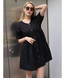 ロングギャザーシャツワンピース