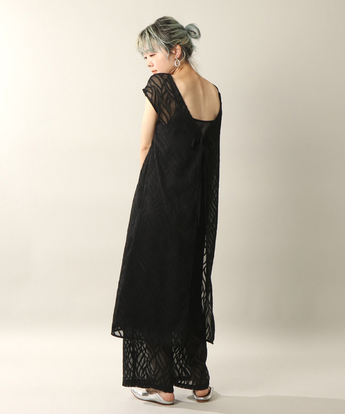 notch.（ノッチ）の「シアージャカード2WAYワンピース（ワンピース・レディース・ブラック/オフホワイト・M）」の2枚目の写真