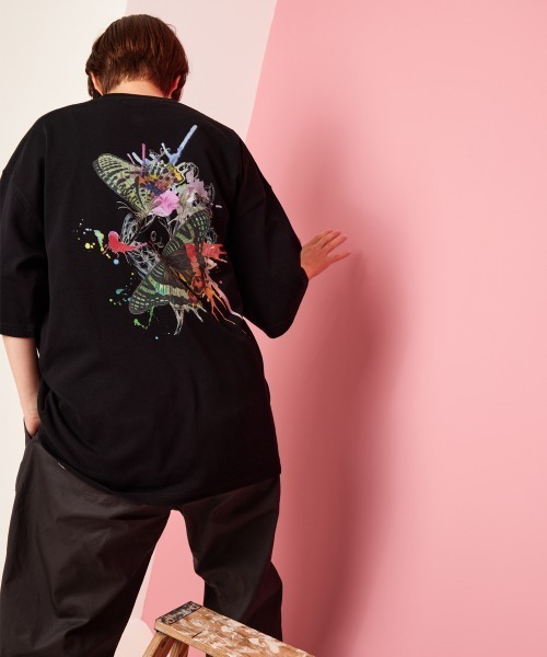 rehacer : Bloom Butterfly on Wide Cutsew /ブルームバタフライ オン ワイドカットソー（Tシャツ/カットソー）｜rehacer（レアセル）