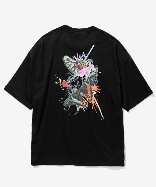 rehacer(レアセル)の「rehacer : Bloom Butterfly on Wide Cutsew /ブルームバタフライ オン ワイドカットソー(Tシャツ/カットソー・メンズ・ホワイト/ブラック/カーキ・SMALL/MEDIUM/LARGE/X-LARGE)」の18枚目の写真