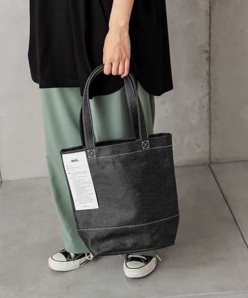 PUAL CE CIN（ピュアルセシン）の「【ani】綿デニムコーティングトート小（トートバッグ・レディース・ホワイト/ブラック/インディゴブルー・FREE）」の2枚目の写真