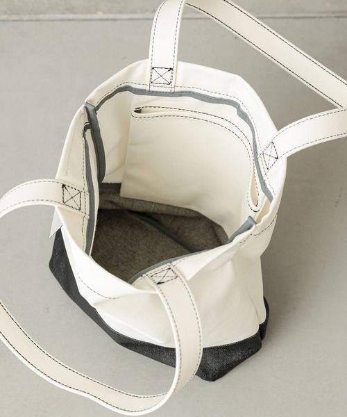 PUAL CE CIN（ピュアルセシン）の「【ani】綿デニムコーティングトート小（トートバッグ・レディース・ホワイト/ブラック/インディゴブルー・FREE）」の5枚目の写真