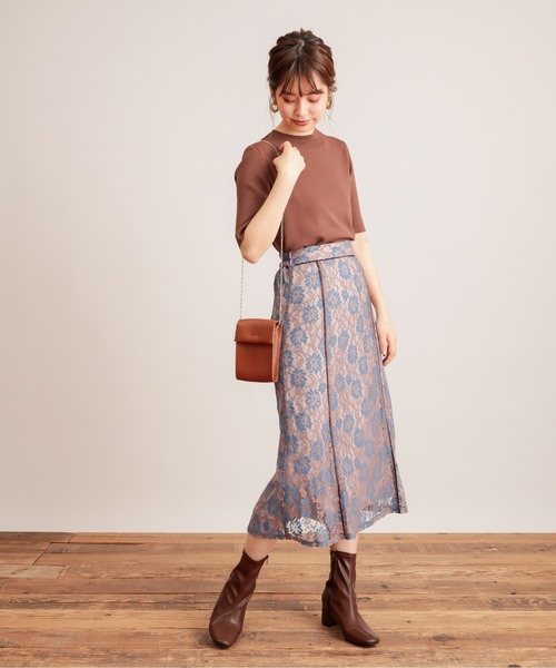 natural couture(ナチュラルクチュール)の「6枚接ぎ配色レーススカート(スカート・レディース・アイボリー/ブラック/ベージュ・FREE)」の1枚目の写真