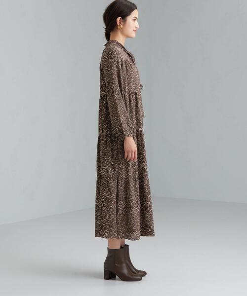 green label relaxing（グリーンレーベルリラクシング）の「FFC ボウタイ ティアード プリント ワンピース（ワンピース・レディース・ブラック/モカ・FREE）」の10枚目の写真