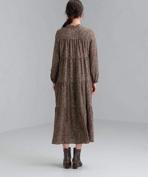 green label relaxing（グリーンレーベルリラクシング）の「FFC ボウタイ ティアード プリント ワンピース（ワンピース・レディース・ブラック/モカ・FREE）」の11枚目の写真