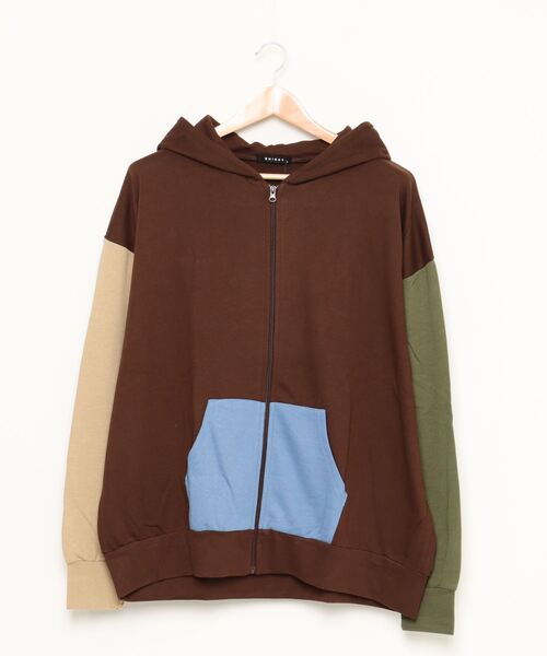 SHISKY(シスキー)の「裏毛 配色 ビッグシルエット ジップアップ パーカー(パーカー・メンズ・ネイビー/ブラック/杢グレー/ブラウン/ベージュ/モカ・L/M/XL)」の19枚目の写真