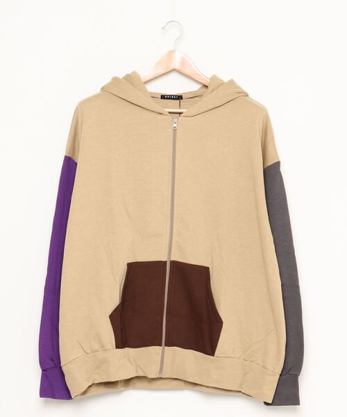 SHISKY(シスキー)の「裏毛 配色 ビッグシルエット ジップアップ パーカー(パーカー・メンズ・ネイビー/ブラック/杢グレー/ブラウン/ベージュ/モカ・L/M/XL)」の21枚目の写真