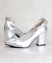 Liberty doll / 8cm チャンキーヒール ストラップパンプス ポインテッドトゥ 美脚パンプス 歩きやすい クッションインソール 結婚式 オケージョン(5512)