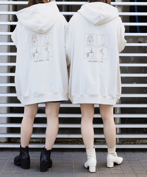 PairPair(ペアペア)の「バックプリントBIGフーディー(パーカー・レディース・ブルー/アイボリー/モカ/ラベンダー/ホワイト系その他/スミクロ・FREE)」の19枚目の写真