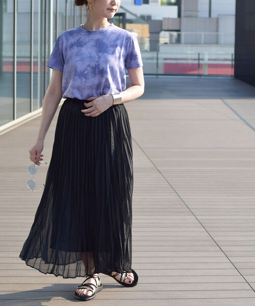 Ray BEAMS（レイビームス）の「Ray BEAMS / シアー ワッシャー プリーツ スカート（スカート・レディース・ブラック/ベージュ・ONE SIZE）」の5枚目の写真