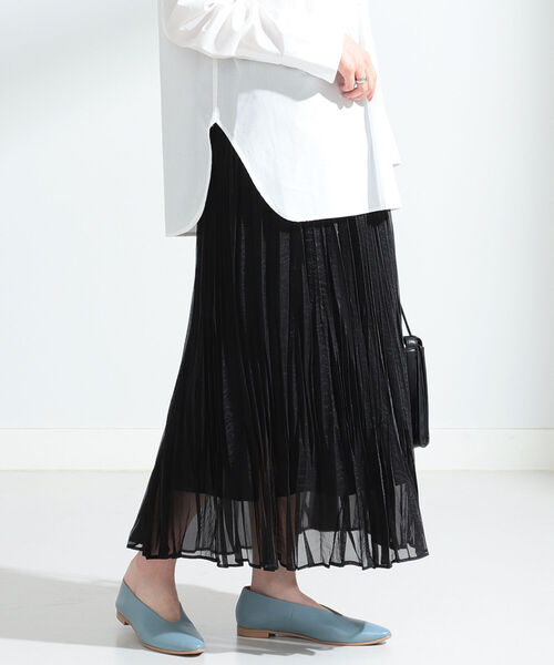 Ray BEAMS（レイビームス）の「Ray BEAMS / シアー ワッシャー プリーツ スカート（スカート・レディース・ブラック/ベージュ・ONE SIZE）」の6枚目の写真